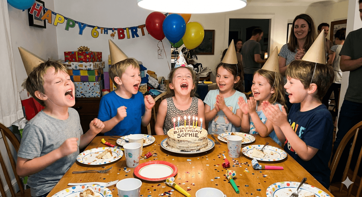 Original photo of a child at a birthday party