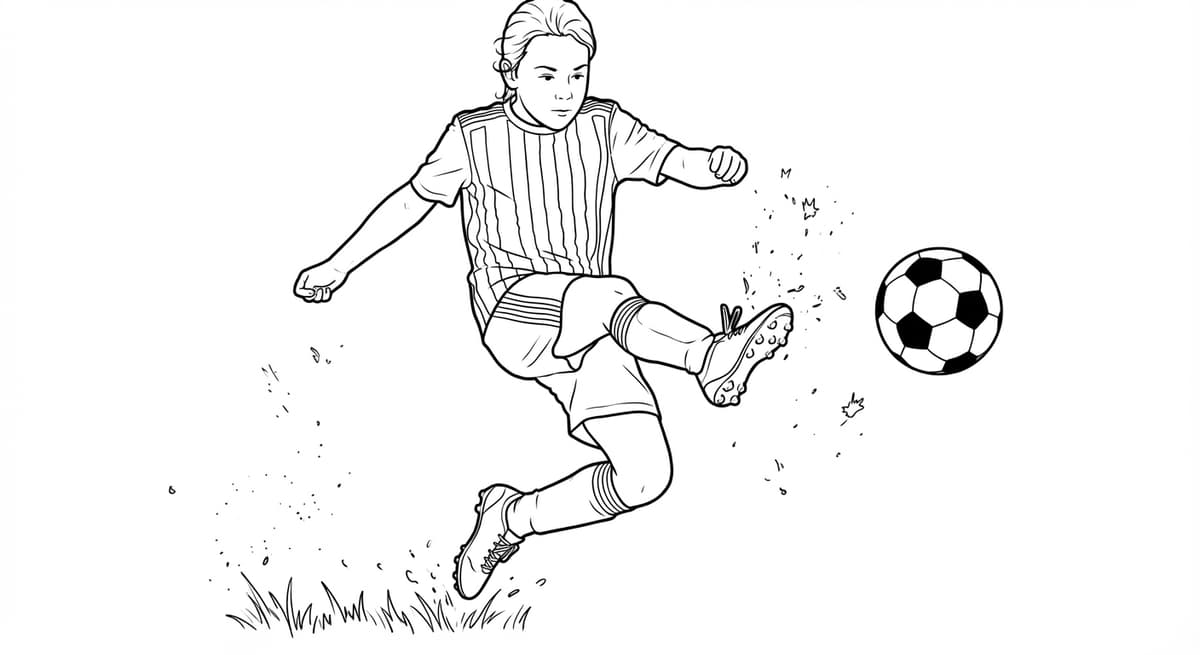 Children sports photo converted to classroom coloring page